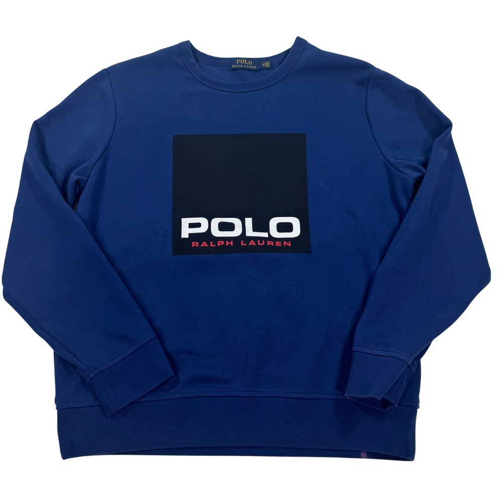 Polo Ralph Lauren Mens Blue Box Logo Crewneck Sweatshirt Large RN41381